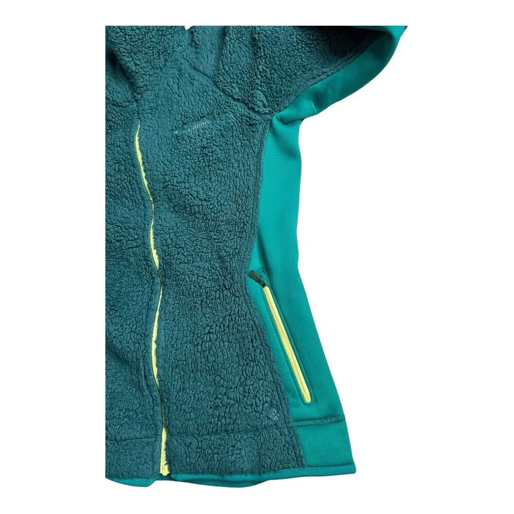 COLUMBIA Women’s‎ Full-Zip Fleece Jacket Coat Medium Green Yellow Outdoor